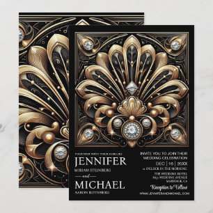 Invitation Cartons d'invitation de mariage diamant noir et or