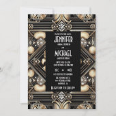 Invitation Cartons d'invitation de mariage diamant noir et or (Devant)