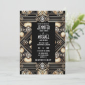 Invitation Cartons d'invitation de mariage diamant noir et or (Debout devant)