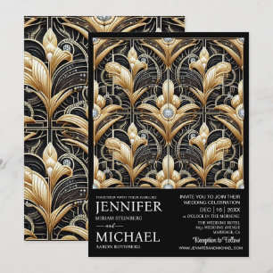 Invitation Cartons d'invitation de mariage diamant noir et or