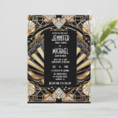 Invitation Cartons d'invitation de mariage diamant noir et or (Debout devant)