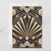 Invitation Cartons d'invitation de mariage diamant noir et or (Dos)