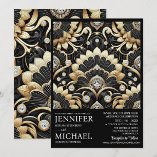 Invitation Cartons d'invitation de mariage diamant noir et or