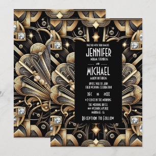 Invitation Cartons d'invitation de mariage diamant noir et or