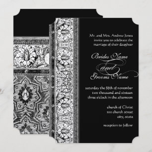 Invitation Cartons d'invitation de mariage en damas noir Deco