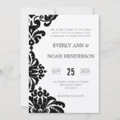 Invitation Cartons d'invitation de mariage en damas noir vint (Devant)