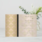 Invitation Cartons d'invitation de mariage en damas or et pêc (Debout devant)