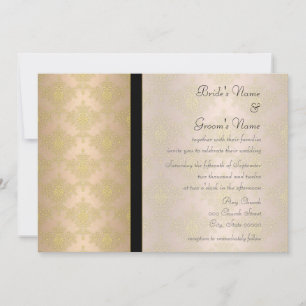 Invitation Cartons d'invitation de mariage en damas or et pêc