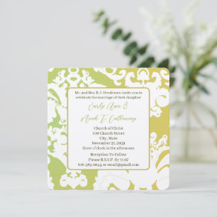 Invitation Cartons d'invitation de mariage en damas vert