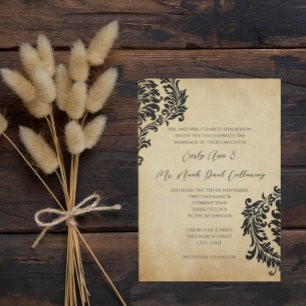 Invitation Cartons d'invitation de mariage en noir damassé vi