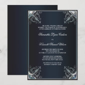 Invitation Cartons d'invitation de mariage en satin noir Blac (Devant / Derrière)
