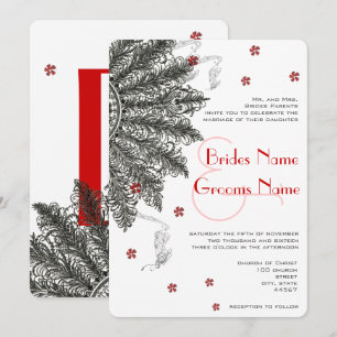 Invitation Cartons d'invitation de mariage éventail Rouge Noi