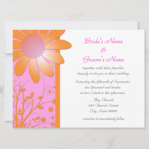 Invitation Cartons d'invitation de mariage floraux rose vif e
