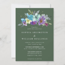 Cartons d'invitation de mariage floraux verts sarc