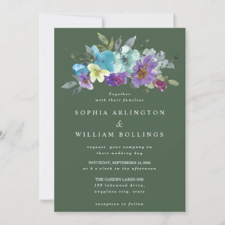 Invitation Cartons d'invitation de mariage floraux verts sarc