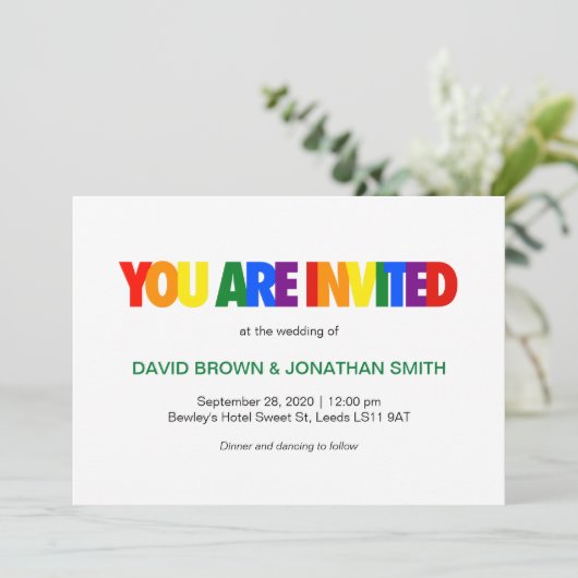 Invitation Cartons d'invitation de mariage gay avec couleurs (Debout devant)