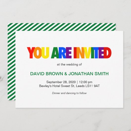 Invitation Cartons d'invitation de mariage gay avec couleurs (Devant / Derrière)