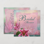 Invitation Cartons d'invitation de mariage Lily Rose Teal Ble (Devant / Derrière)