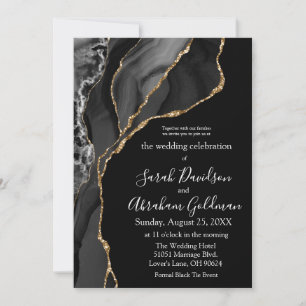 Invitation Cartons d'invitation de mariage noir or - Smoking