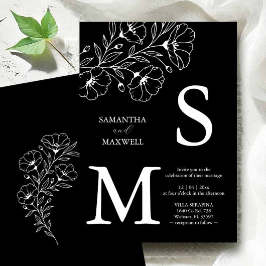 Invitation Cartons d'invitation de mariage noirs