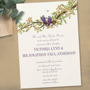 Invitation Cartons d'invitation de mariage oiseau d'amour jau