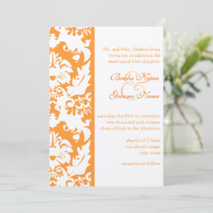 Invitation Cartons d'invitation de mariage orange damassé