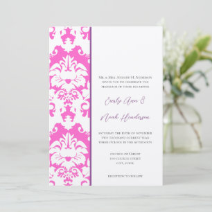 Invitation Cartons d'invitation de mariage prune et damassé r