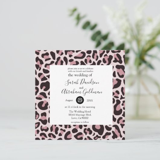 Invitation Cartons d'invitation de mariage Rose Or Imprimé Lé (Debout devant)