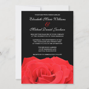 Invitation Cartons d'invitation de mariage Rose Rouge et Noir