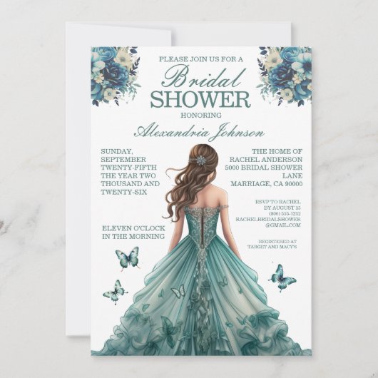 Invitation Cartons d'invitation de mariage sarcelle pour une (Devant)