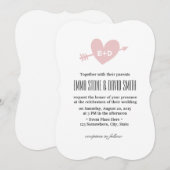 Invitation Cartons d'invitation de mariage Simple cœur rose e (Devant / Derrière)