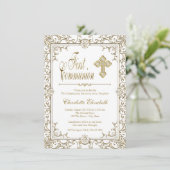 Invitation Cartons d'invitation de première communion blanc e (Debout devant)