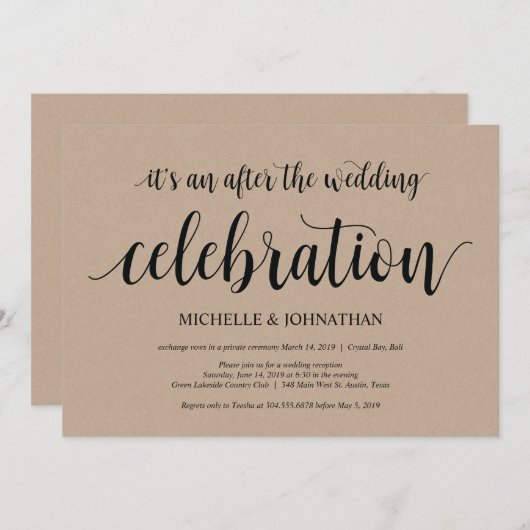 Invitation Cartons d'invitation de réception de mariage en fu (Devant / Derrière)