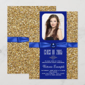 Invitation Cartons d'invitation de remise de diplôme pailleté (Devant / Derrière)