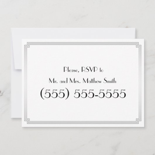 Invitation Cartons d'invitation de répétition Art Déco Gatsby (Dos)