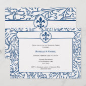 Invitation Cartons d'invitation élégants bleu blanc à fleur d (Devant / Derrière)