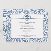 Invitation Cartons d'invitation élégants bleu et blanc à moti (Devant / Derrière)