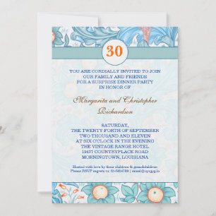 Invitation Cartons d'invitation élégants bleus pour 30 ans de