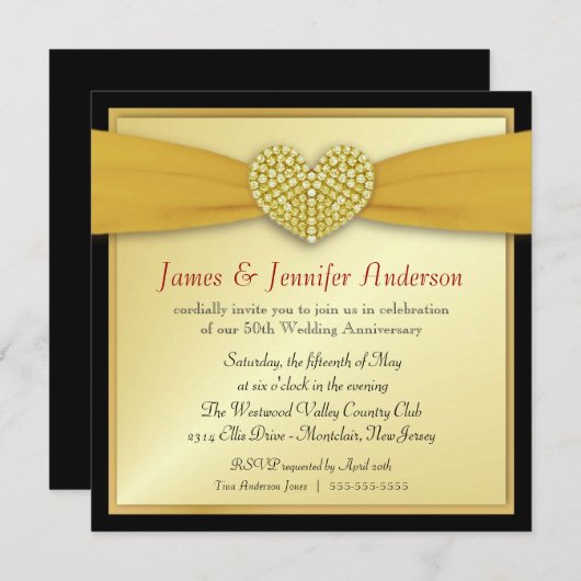 Invitation Cartons d'invitation élégants en forme de cœur pou (Devant / Derrière)