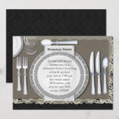 Invitation Cartons d'invitation élégants noirs pour dîner de (Devant / Derrière)