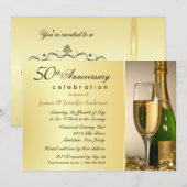 Invitation Cartons d'invitation élégants pour les 50 ans d'an (Devant / Derrière)