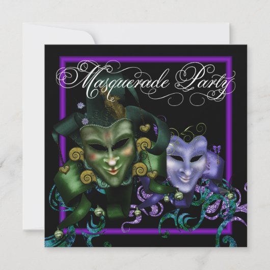 Invitation Cartons d'invitation élégants pour soirée masquée (Devant)
