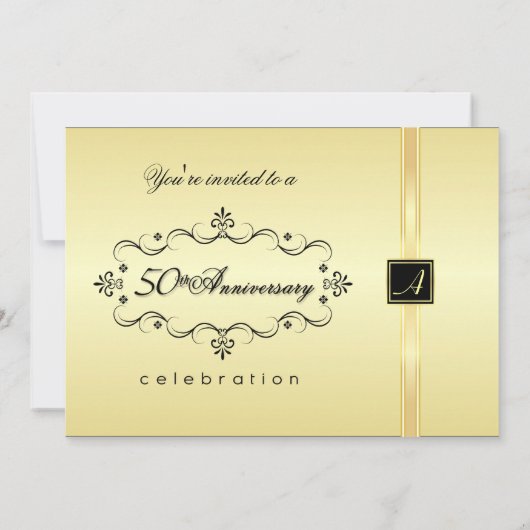 Invitation Cartons d'invitation élégants pour une fête de 50e (Dos)