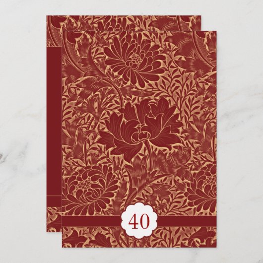 Invitation Cartons d'invitation élégants rétro rouges pour an (Devant / Derrière)