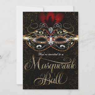 Invitation Cartons d'invitation élégants rouge et or pour bal