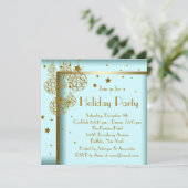 Invitation Cartons d'invitation élégants sarcelle bleu et or  (Debout devant)