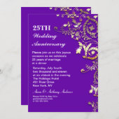 Invitation Cartons d'invitation élégants violets pour 25e ann (Devant / Derrière)