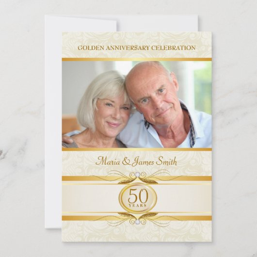 Invitation Cartons d'invitation en Damassé Or & Ivoire pour l (Devant)