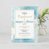Invitation Cartons d'invitation en or et turquoise (Debout devant)