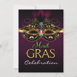 Invitation Cartons d'invitation fête MARDI GRAS Masque Coloré